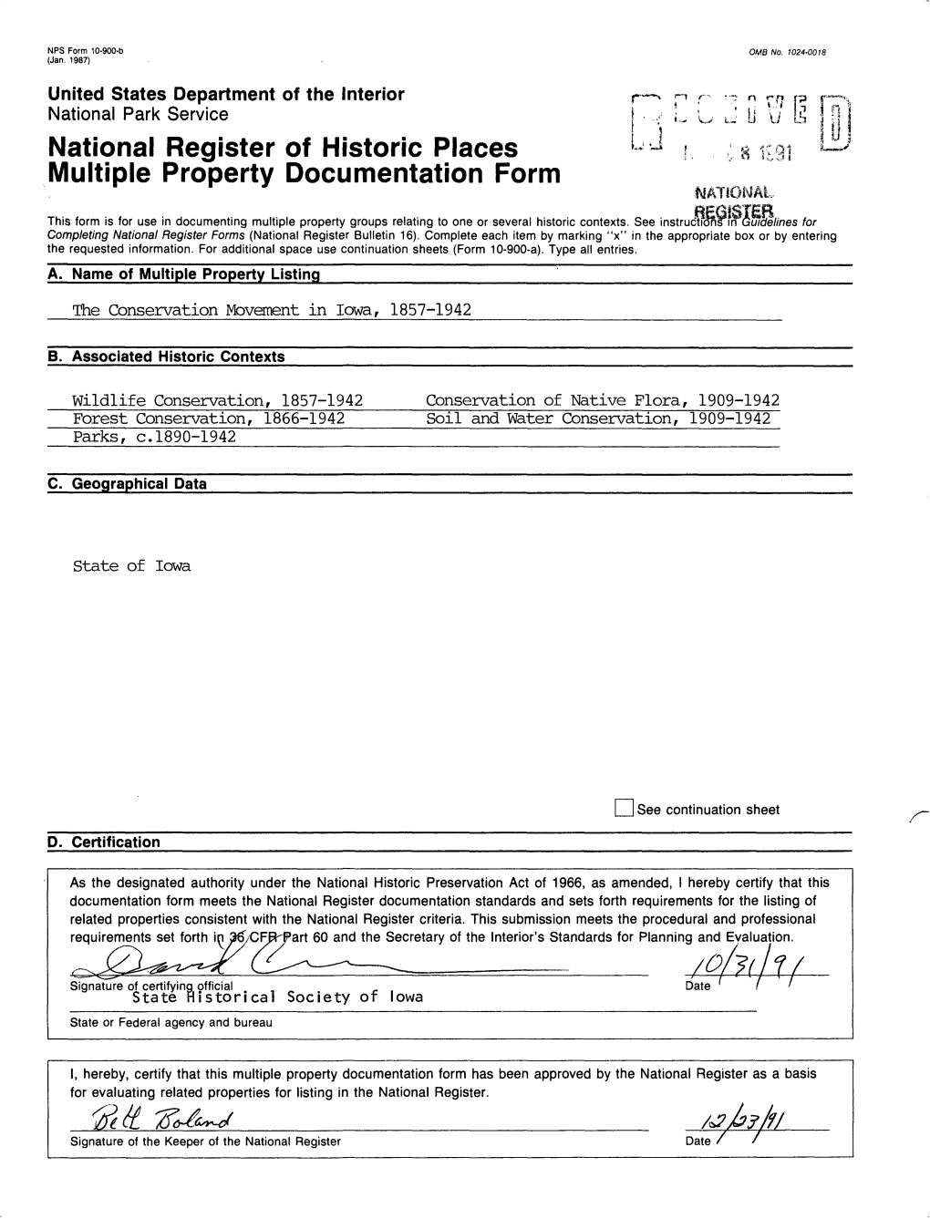 National Register of Historic Places Tjui \, « \M Multiple Property Documentation Form RATIONAL