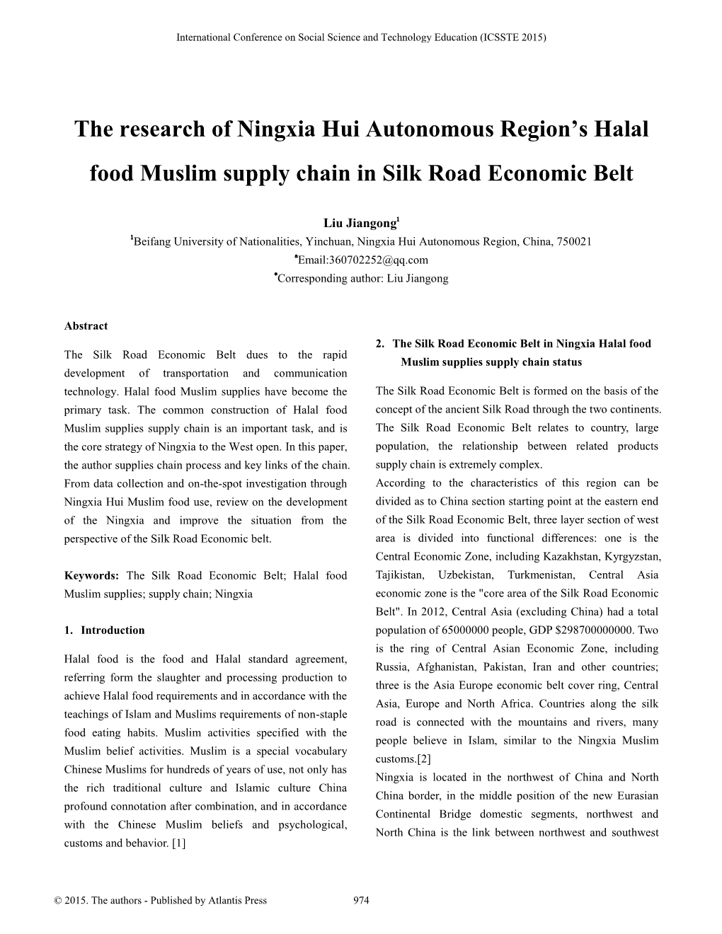 The Research of Ningxia Hui Autonomous Region's Halal Food