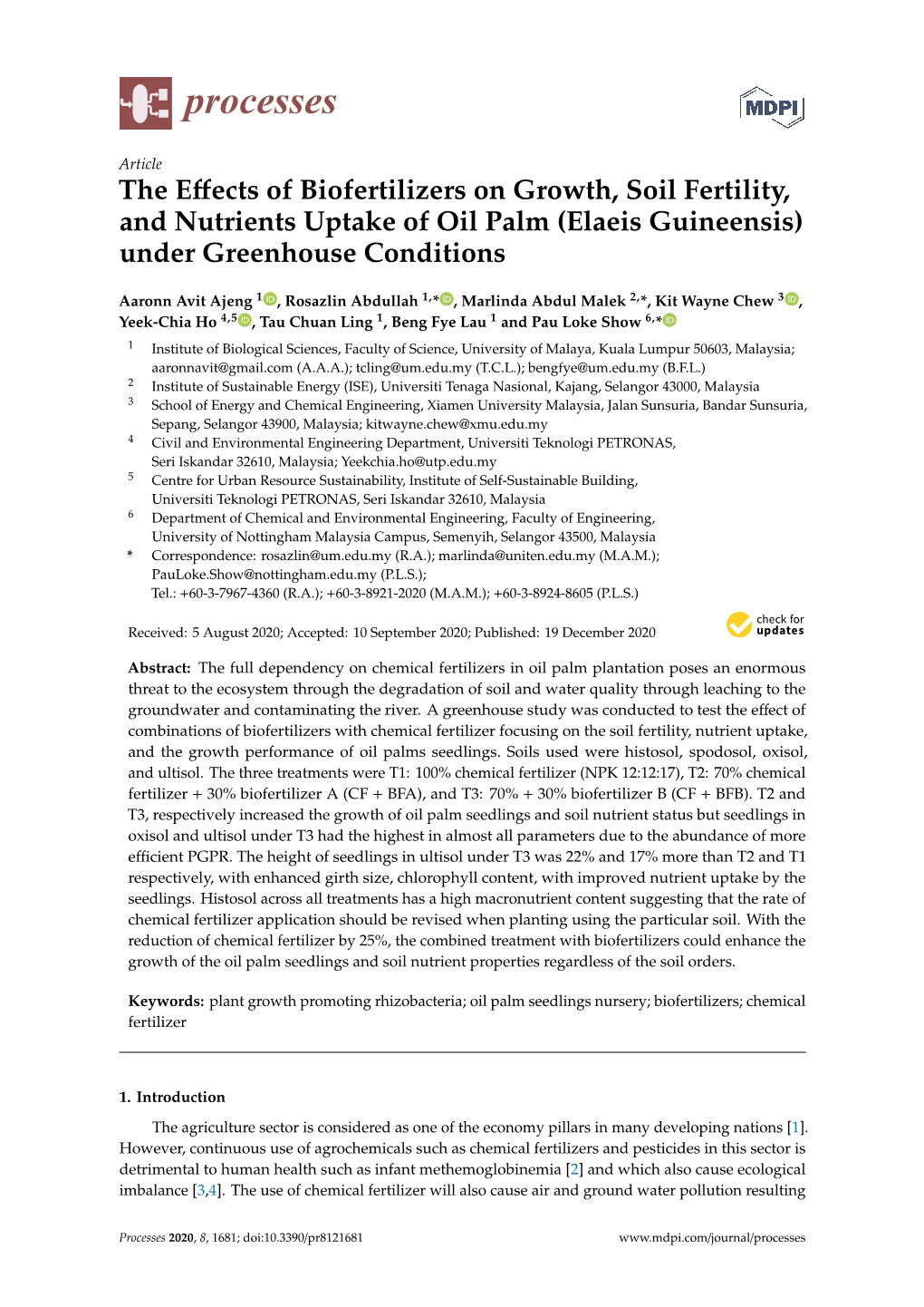 The Effects of Biofertilizers on Growth, Soil Fertility, and Nutrients