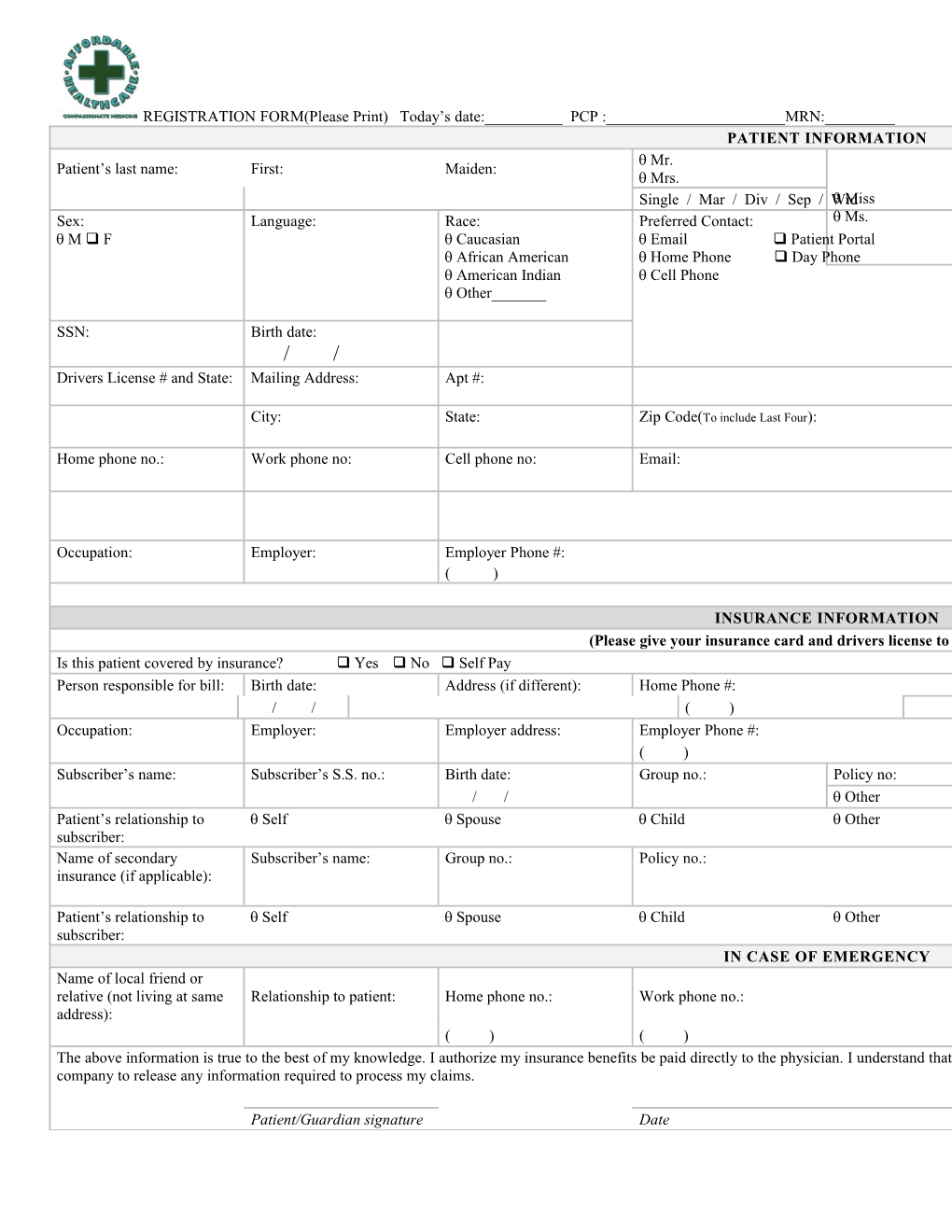 Medical Office Registration Form s3