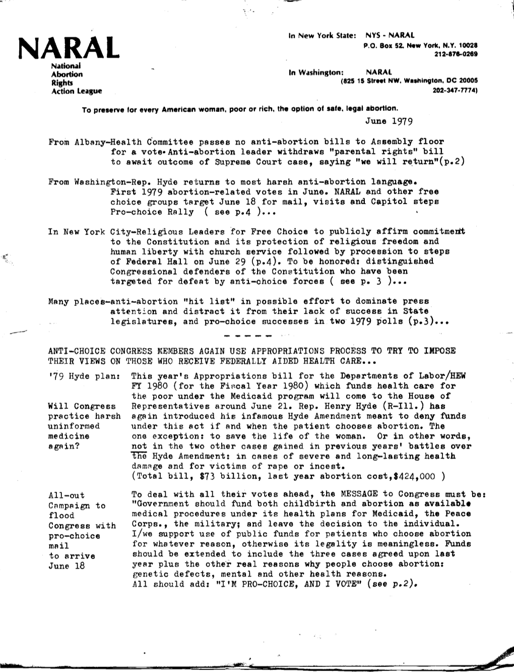 June 1979 from Albany-Health C·Ommi Ttee Passes No Anti-Abortion