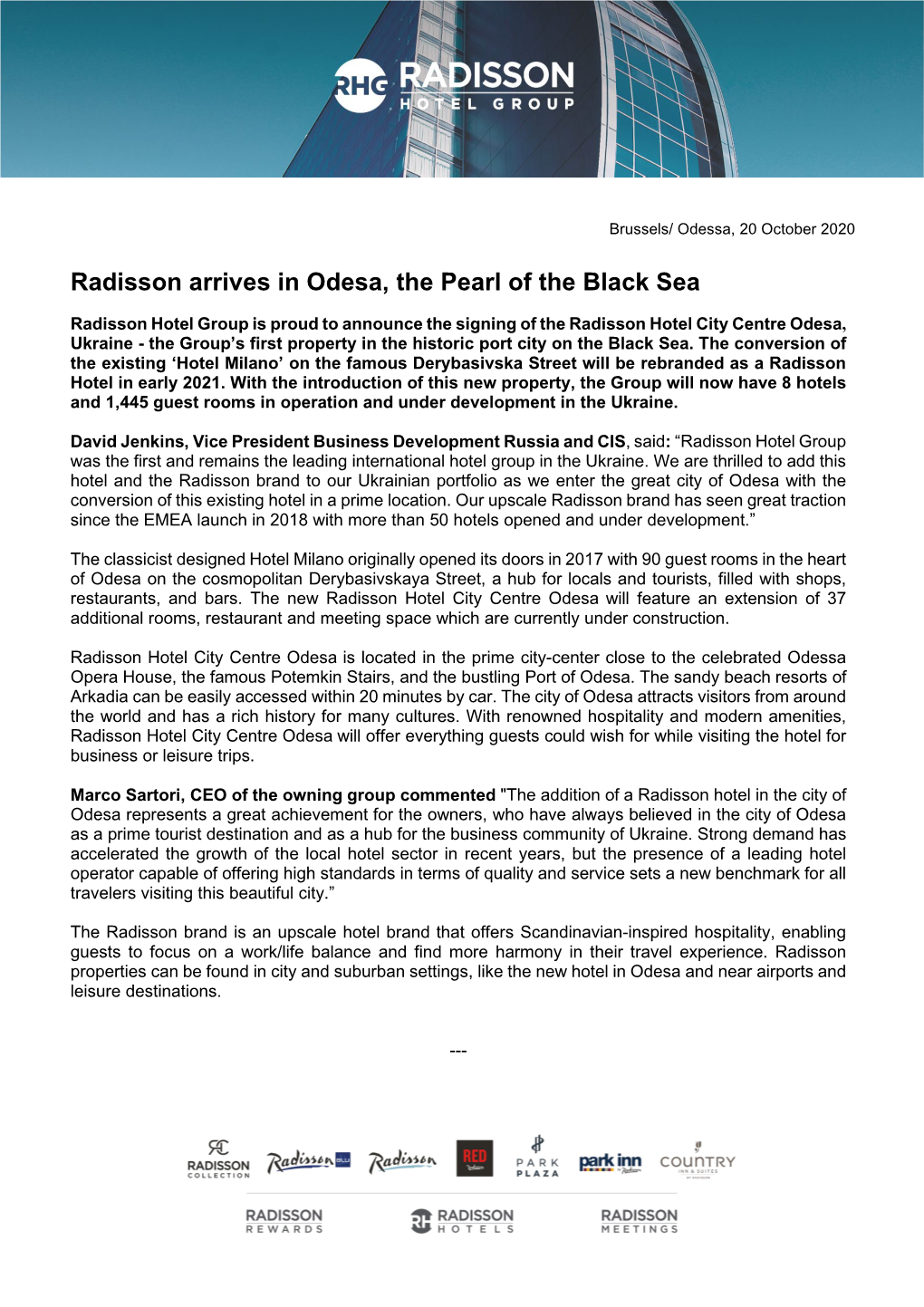 Radisson Arrives in Odesa, the Pearl of the Black Sea