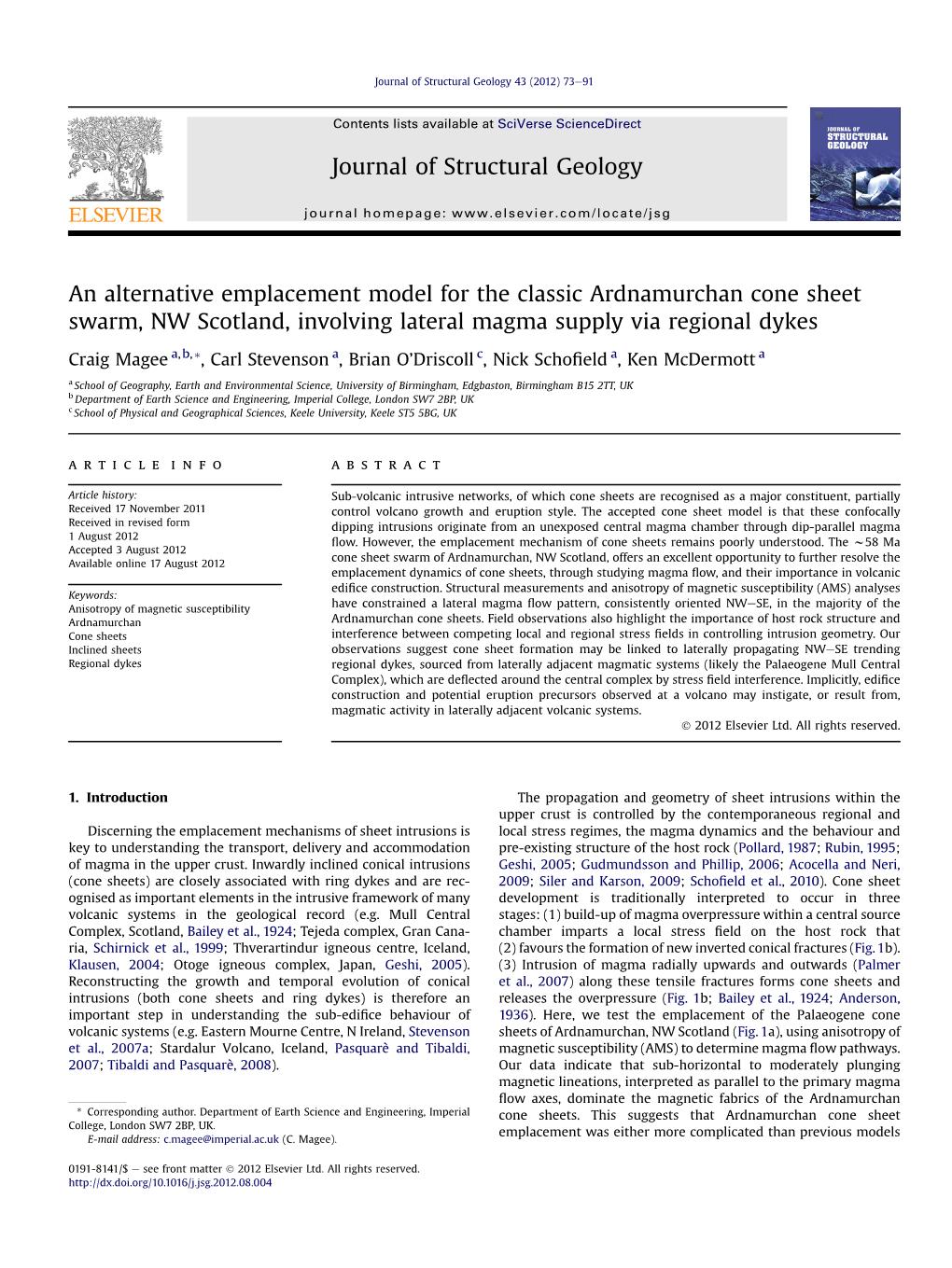 Journal of Structural Geology 43 (2012) 73E91