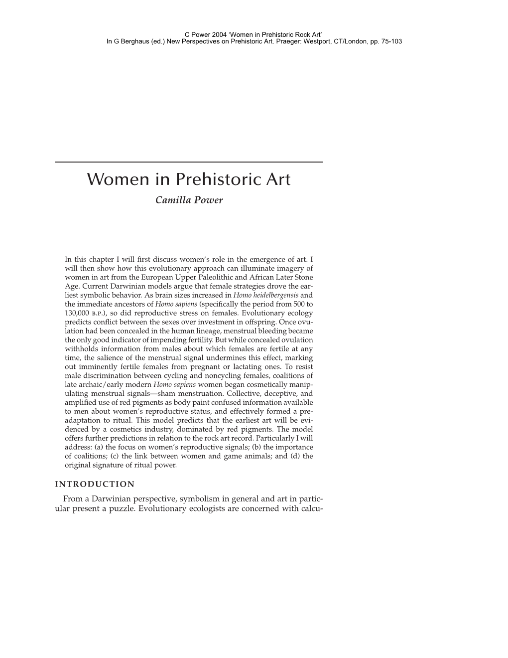 Women in Prehistoric Rock Art’ in G Berghaus (Ed.) New Perspectives on Prehistoric Art