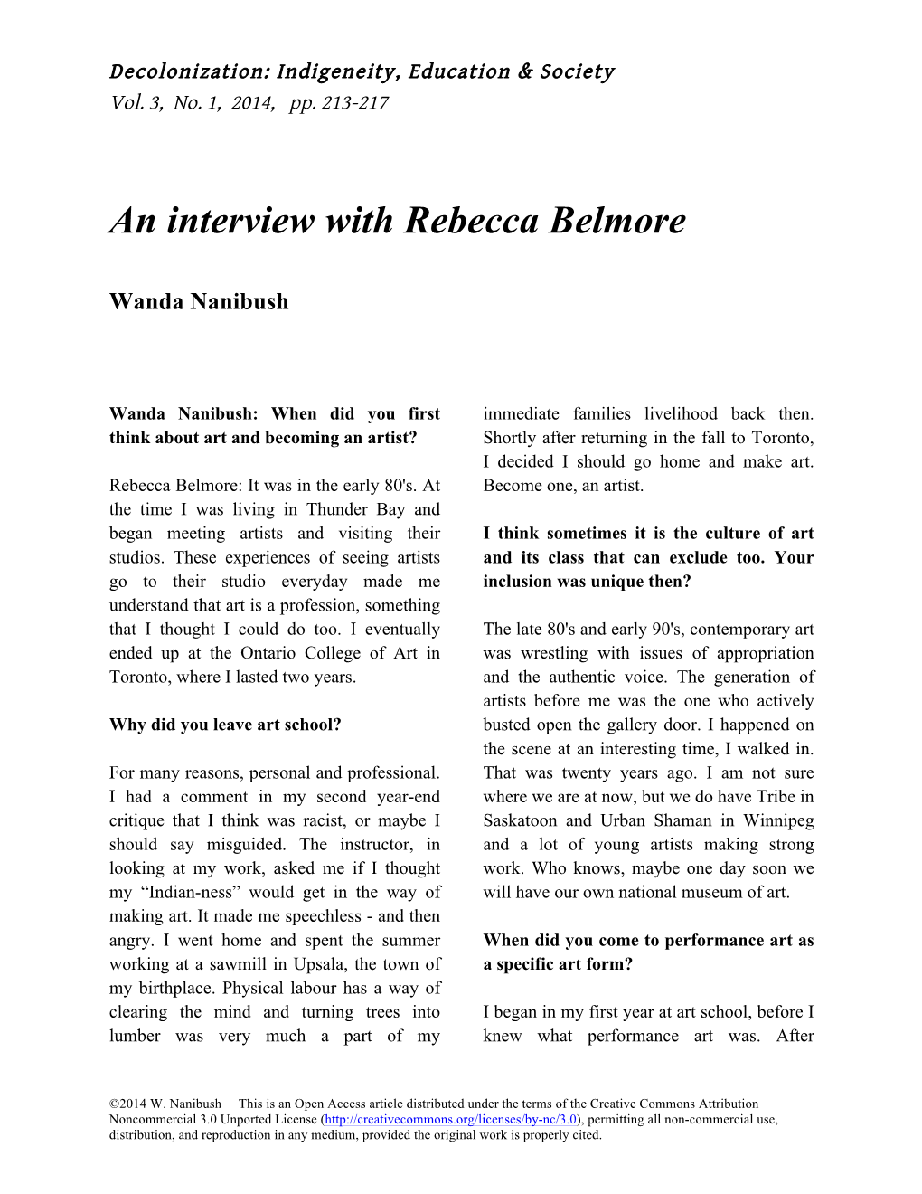 An Interview with Rebecca Belmore