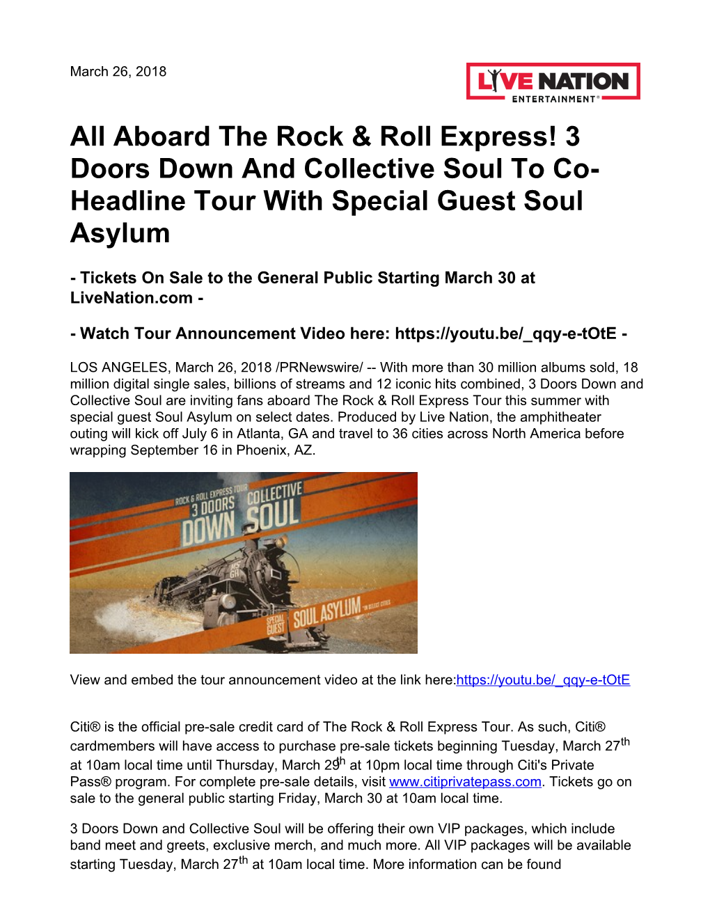 All Aboard the Rock & Roll Express! 3 Doors Down and Collective Soul