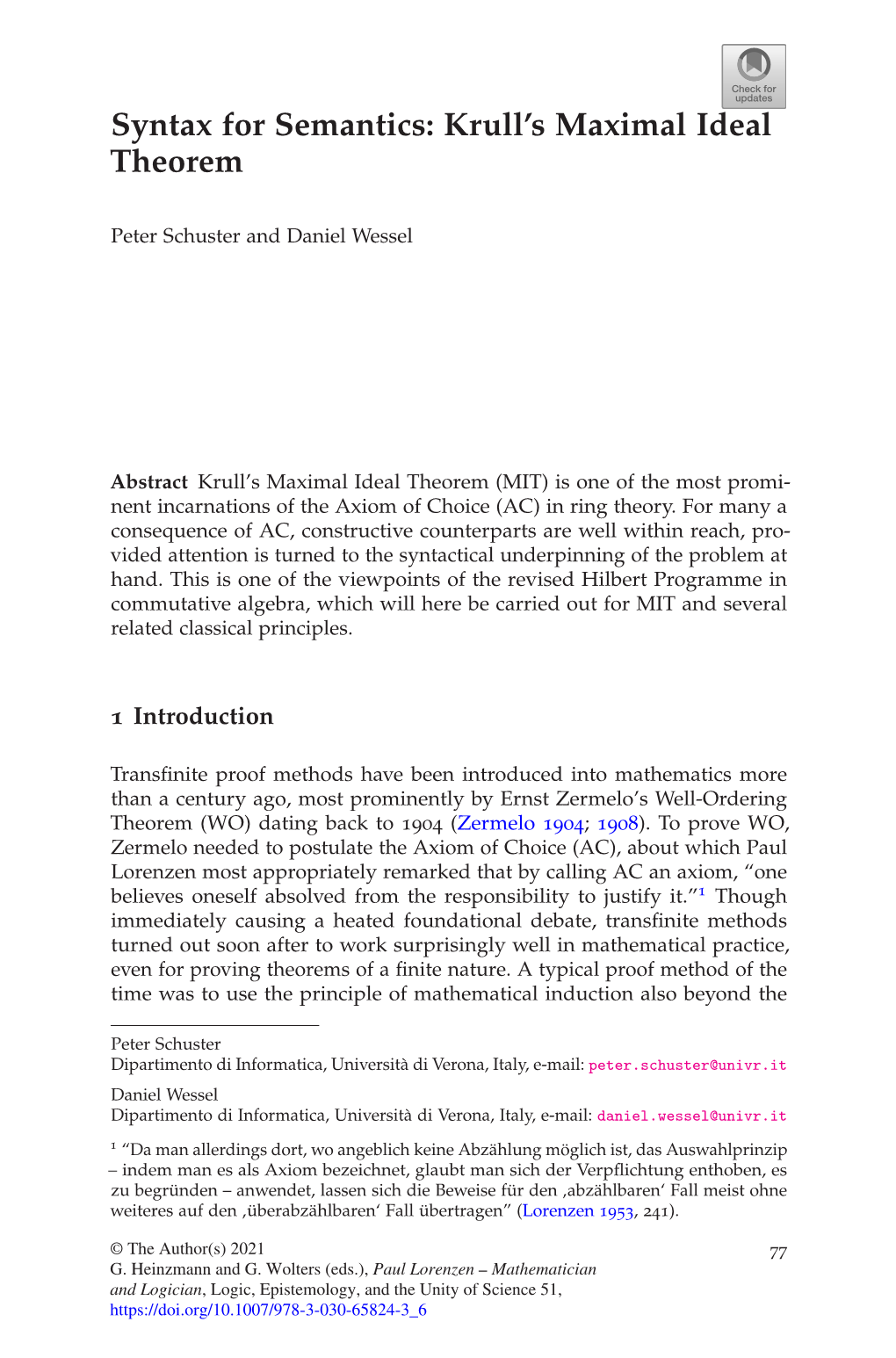 Syntax for Semantics: Krull's Maximal Ideal Theorem