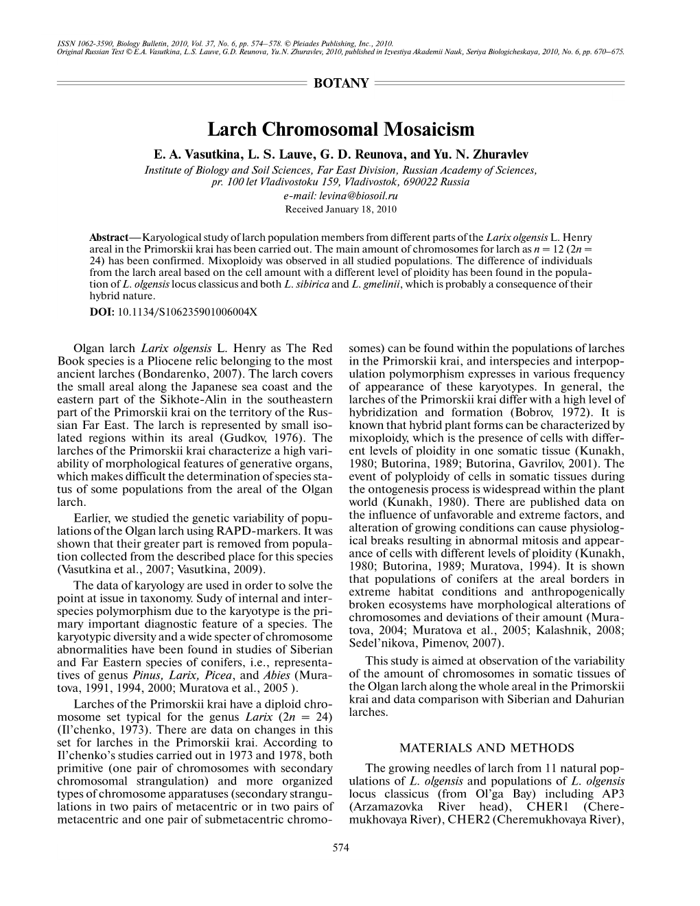 Larch Chromosomal Mosaicism E