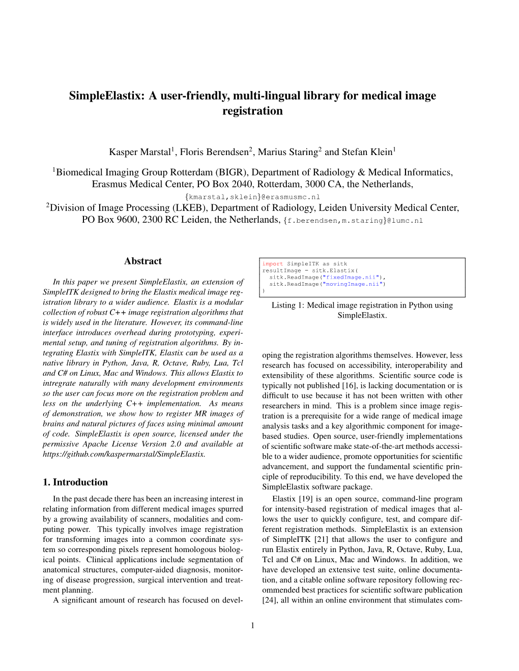 A User-Friendly, Multi-Lingual Library for Medical Image Registration