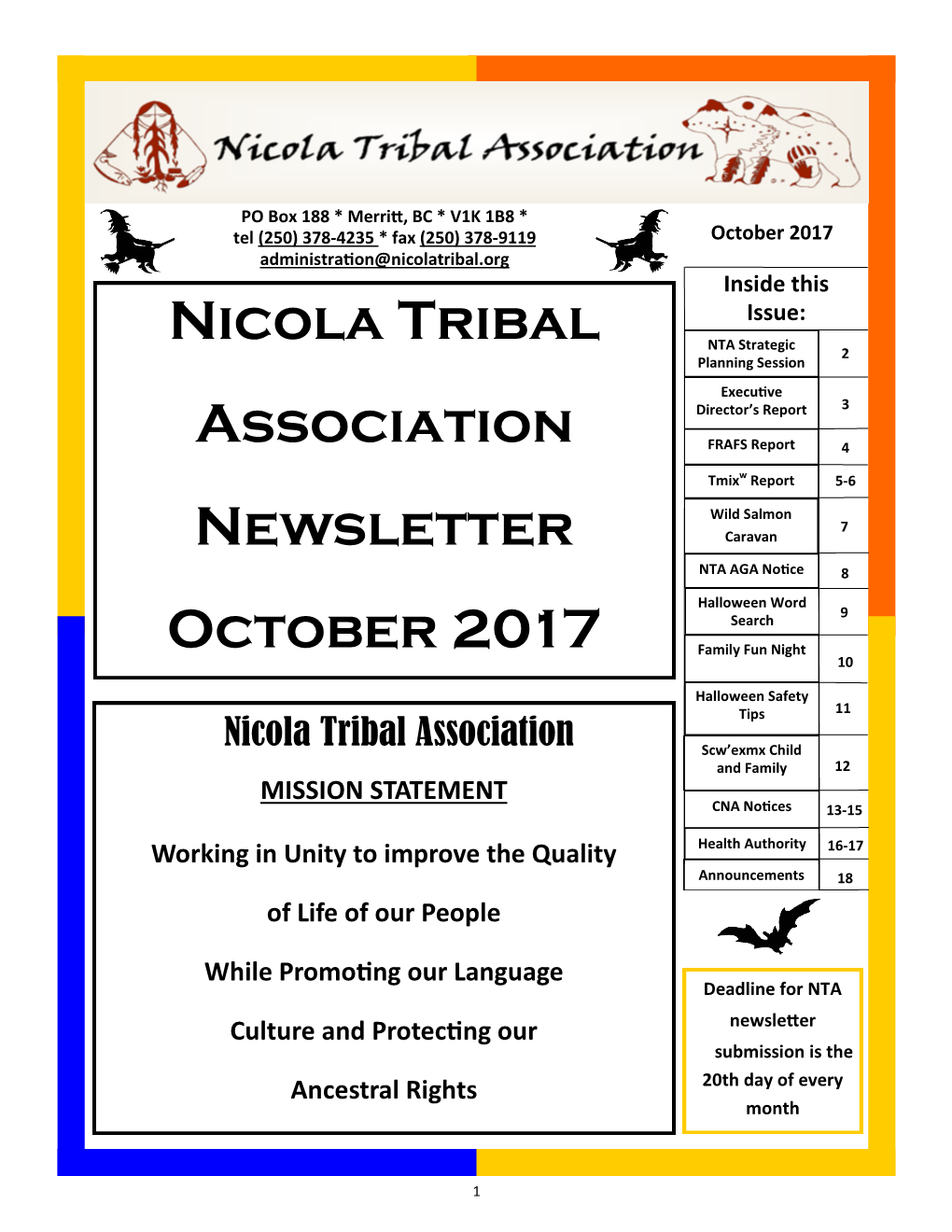 Nicola Tribal Association Newsletter October 2017