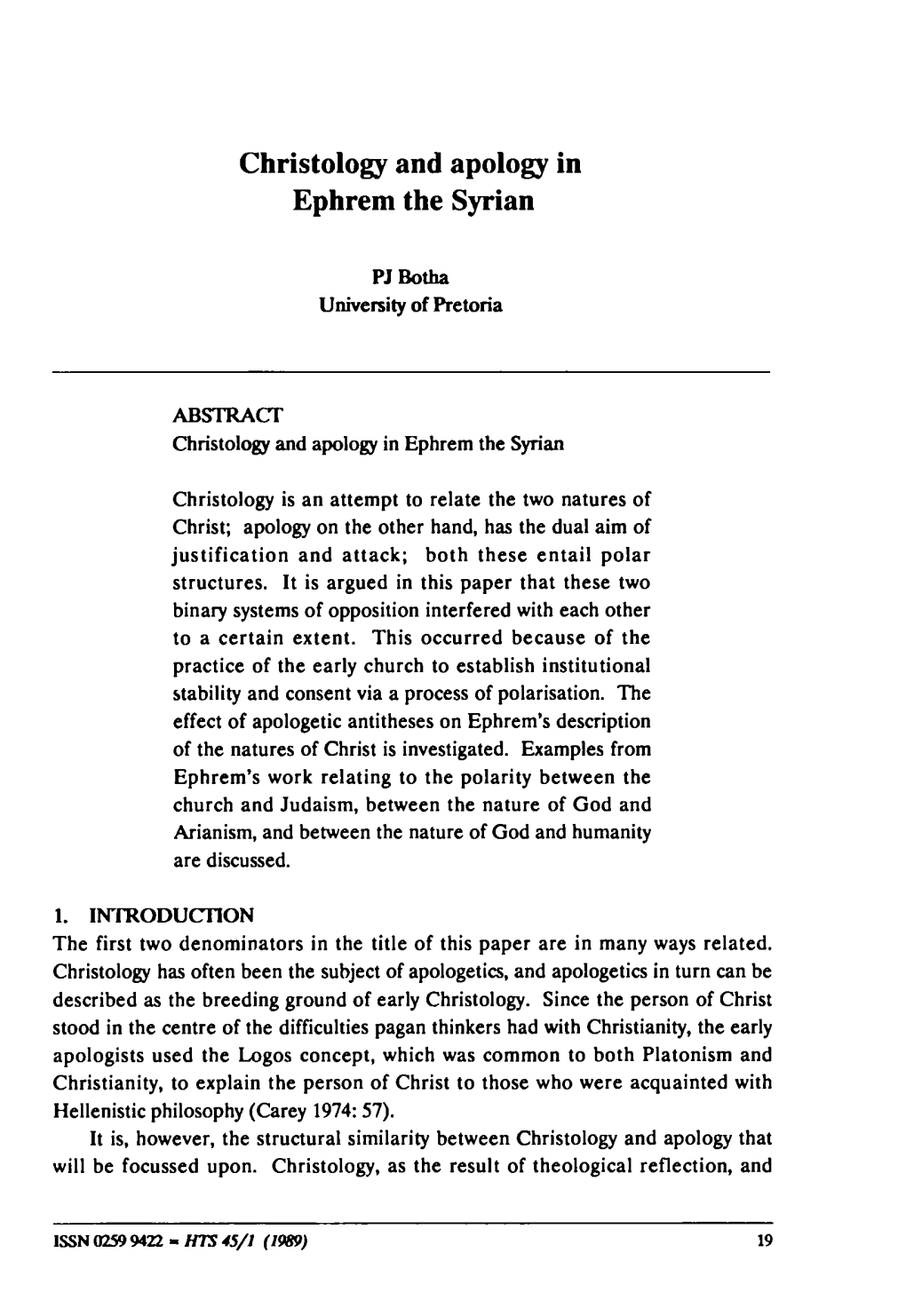 Christology and Apology in Ephrem the Syrian