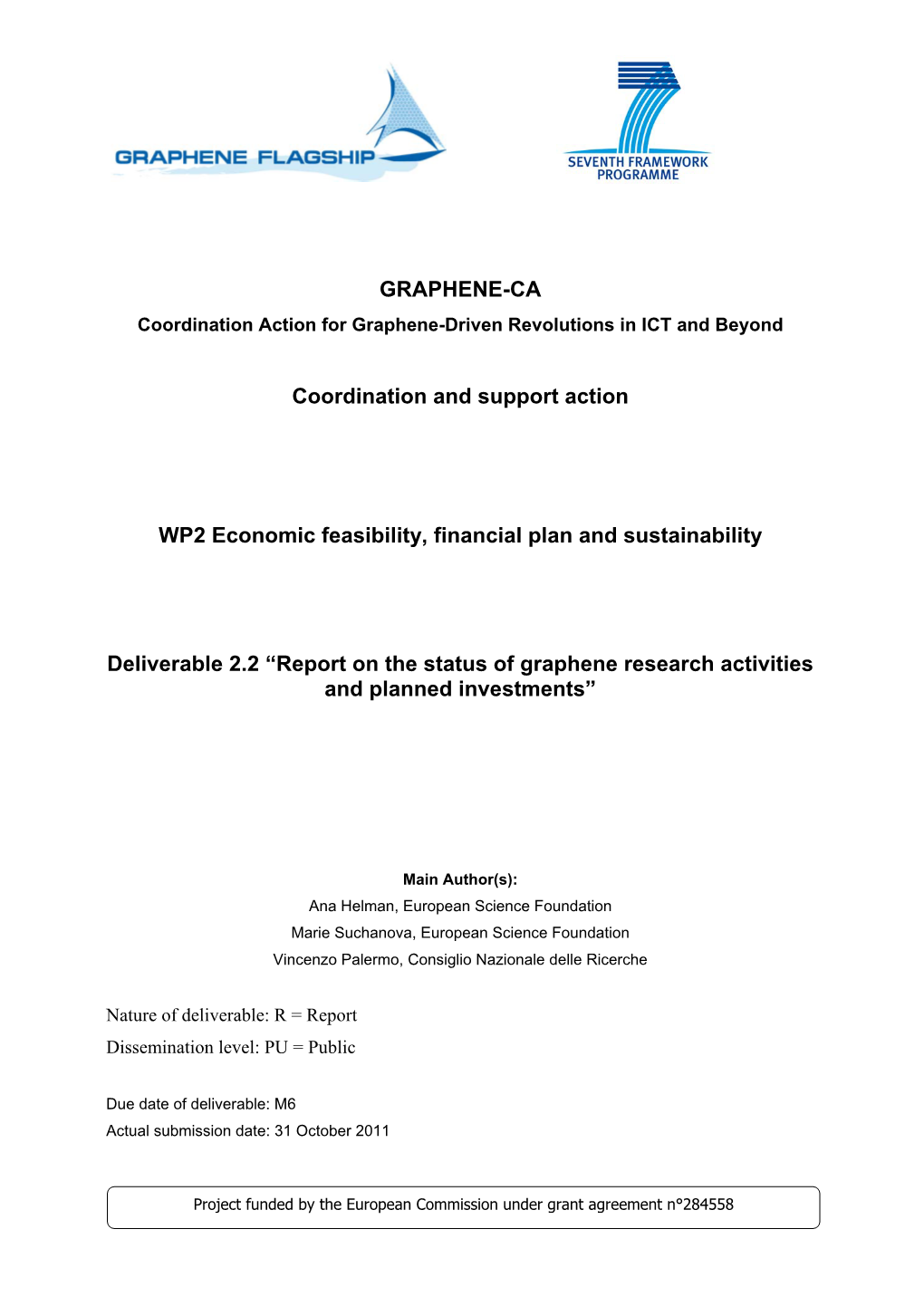 GRAPHENE-CA Coordination and Support Action WP2 Economic