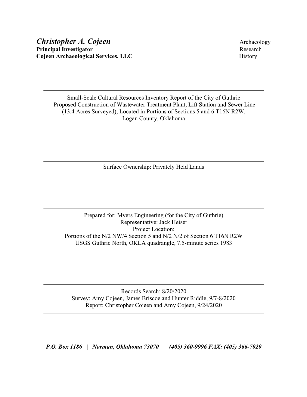 Guthrie WWTP Environmental Assessment Report