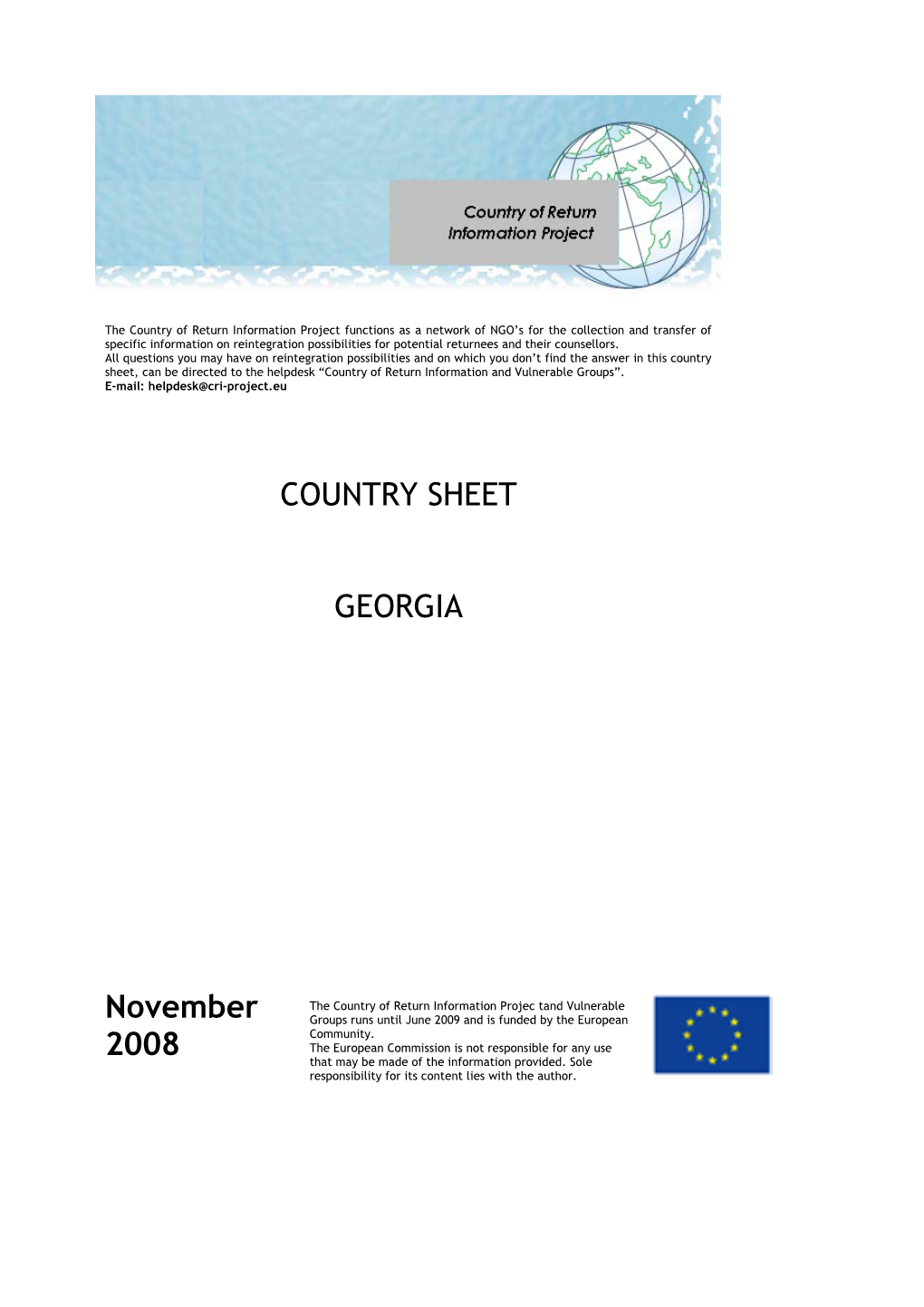 COUNTRY SHEET GEORGIA November 2008