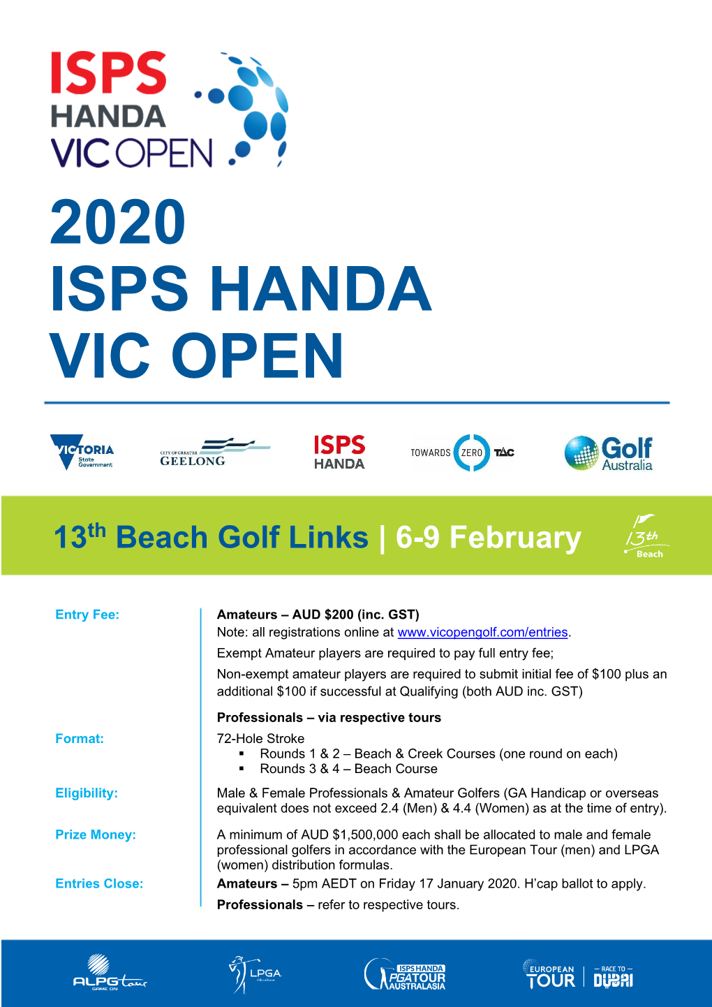 2020 Isps Handa Vic Open – Terms of Competition