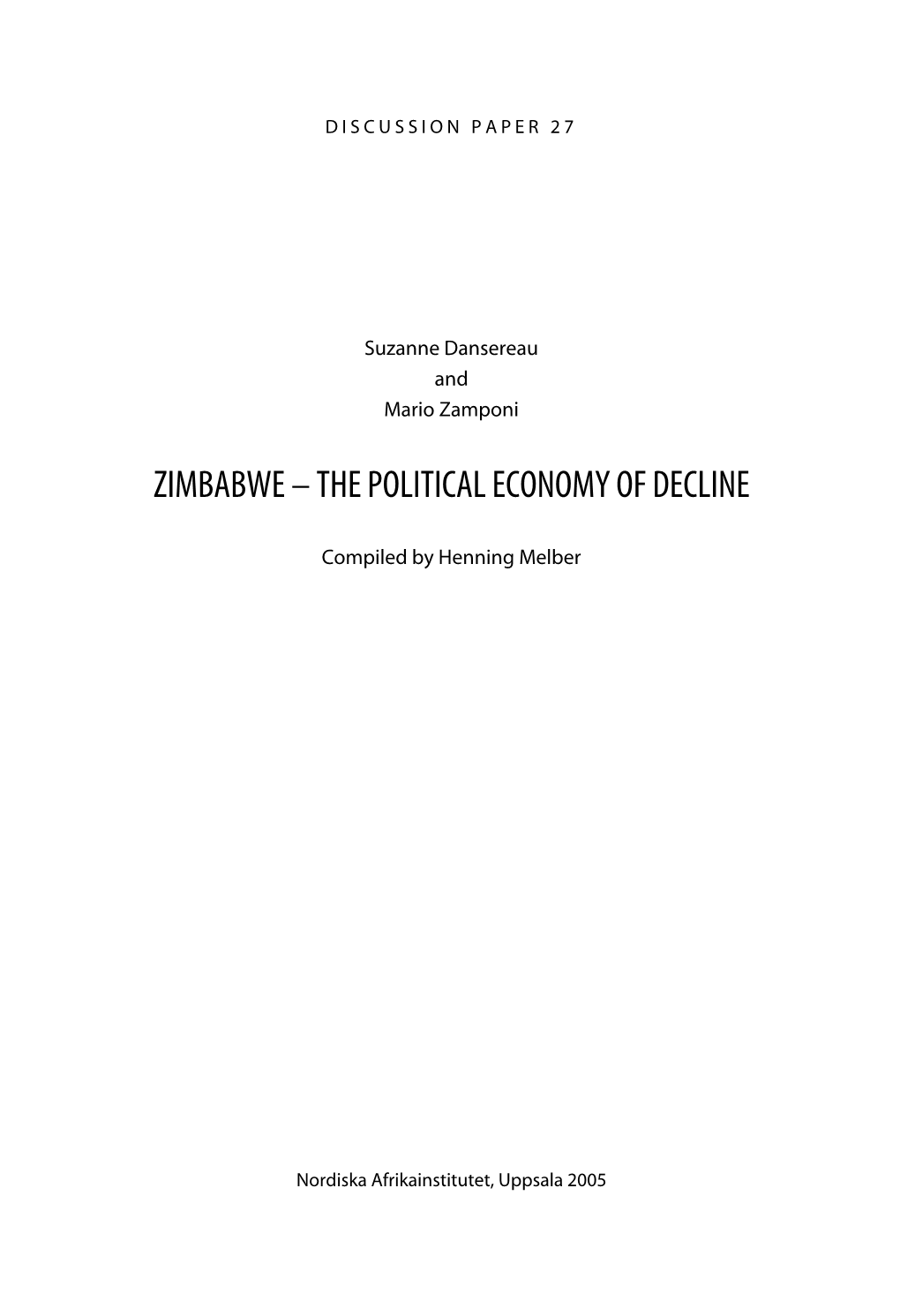 Zimbabwe – the Political Economy of Decline