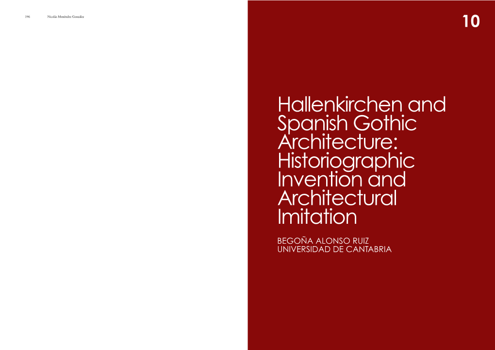 Hallenkirchen and Spanish Gothic Architecture: Historiographic Invention and Architectural Imitation