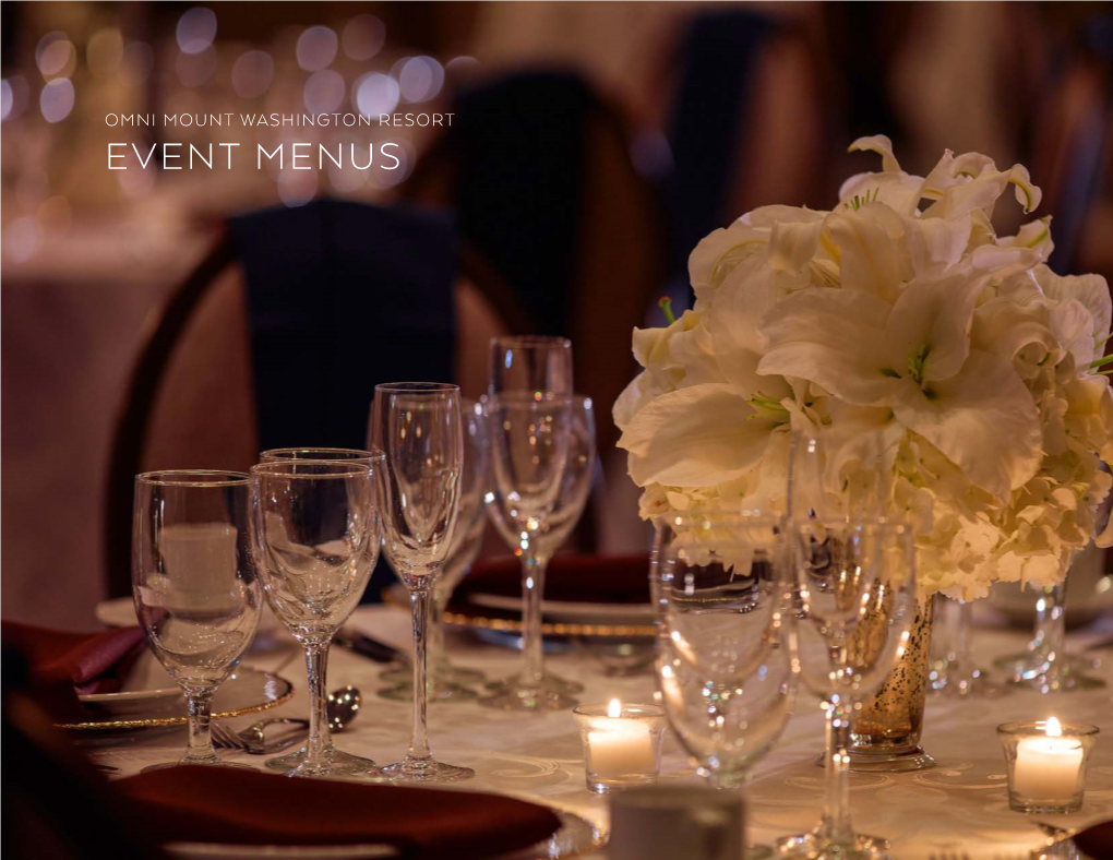 Event Menus Table of Contents