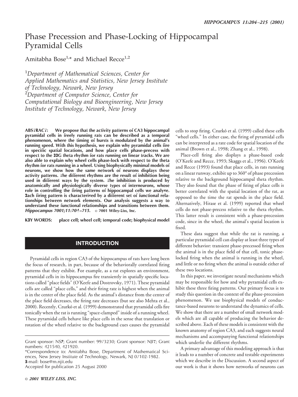 Phase Precession and Phase-Locking of Hippocampal Pyramidal Cells