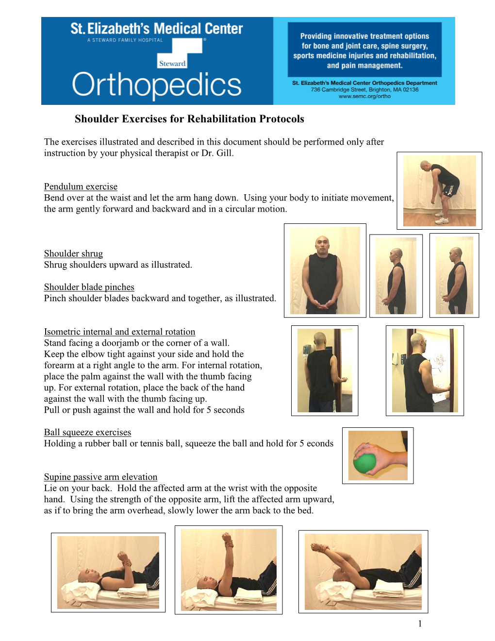 Shoulder Exercises for Rehabilitation Protocols