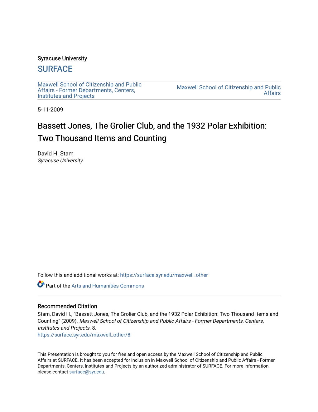 Bassett Jones, the Grolier Club, and the 1932 Polar Exhibition: Two Thousand Items and Counting