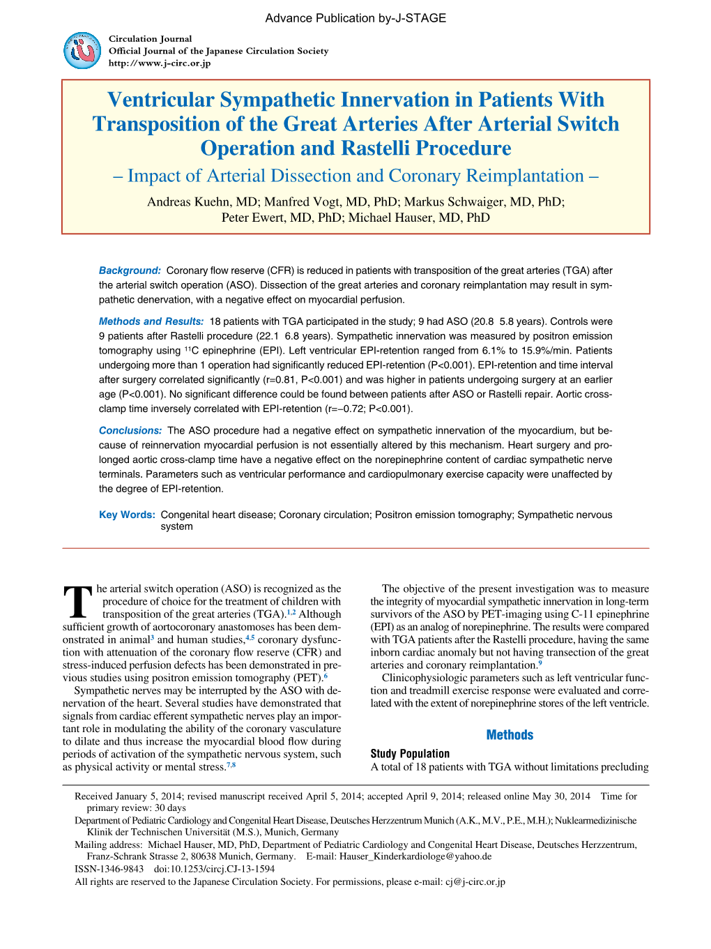 Ventricular Sympathetic Innervation in Patients with Transposition of The