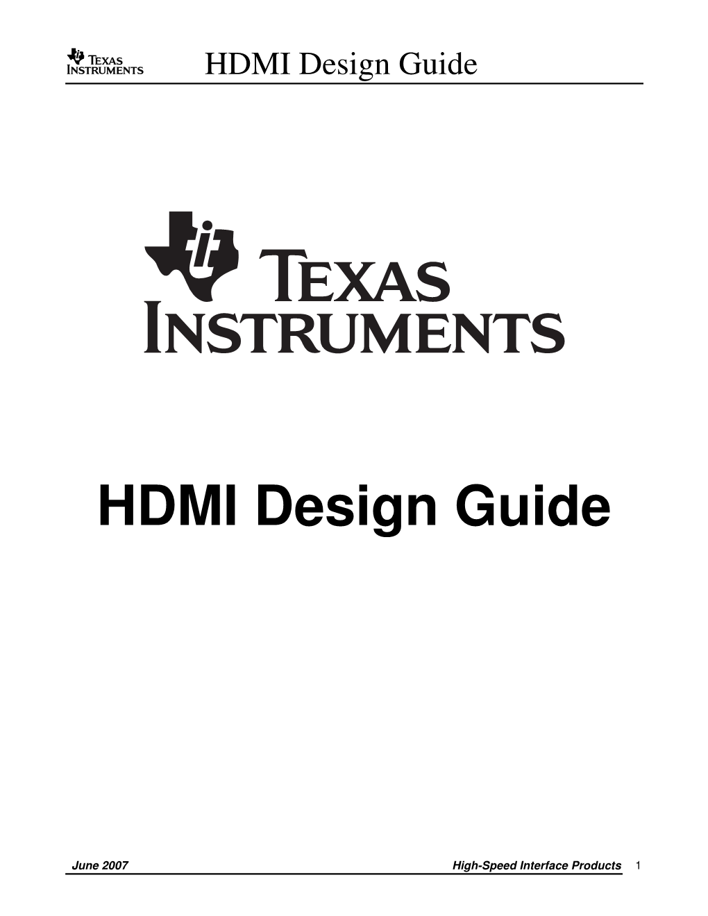 Texas Instruments HDMI Design Guide