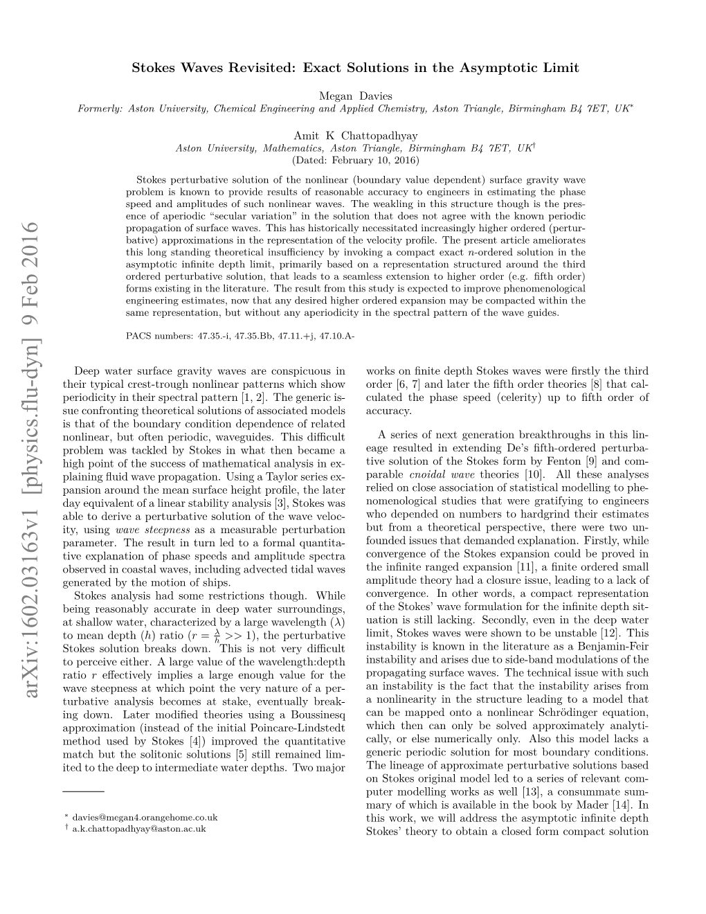 Stokes Waves Revisited: Exact Solutions in the Asymptotic Limit