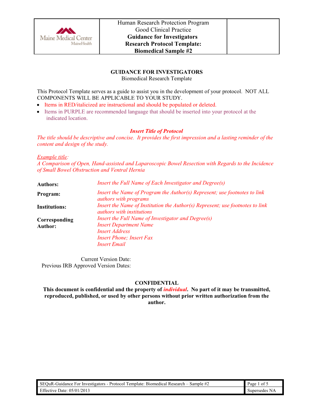 **** This Protocol Template Serves As A Guide To Assist You In The Development Of Your Protocol