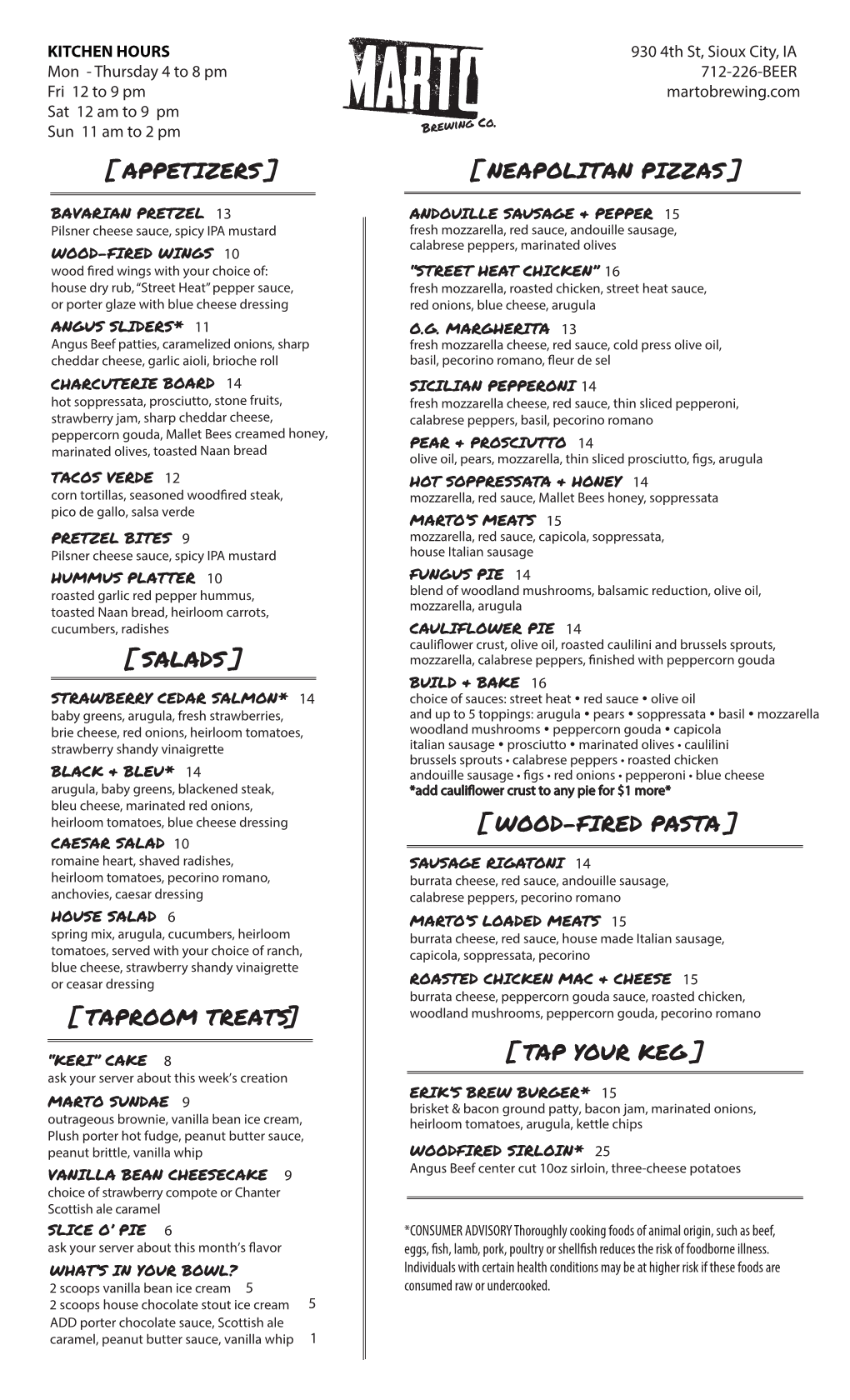 Marto Food Menu 6-14-20