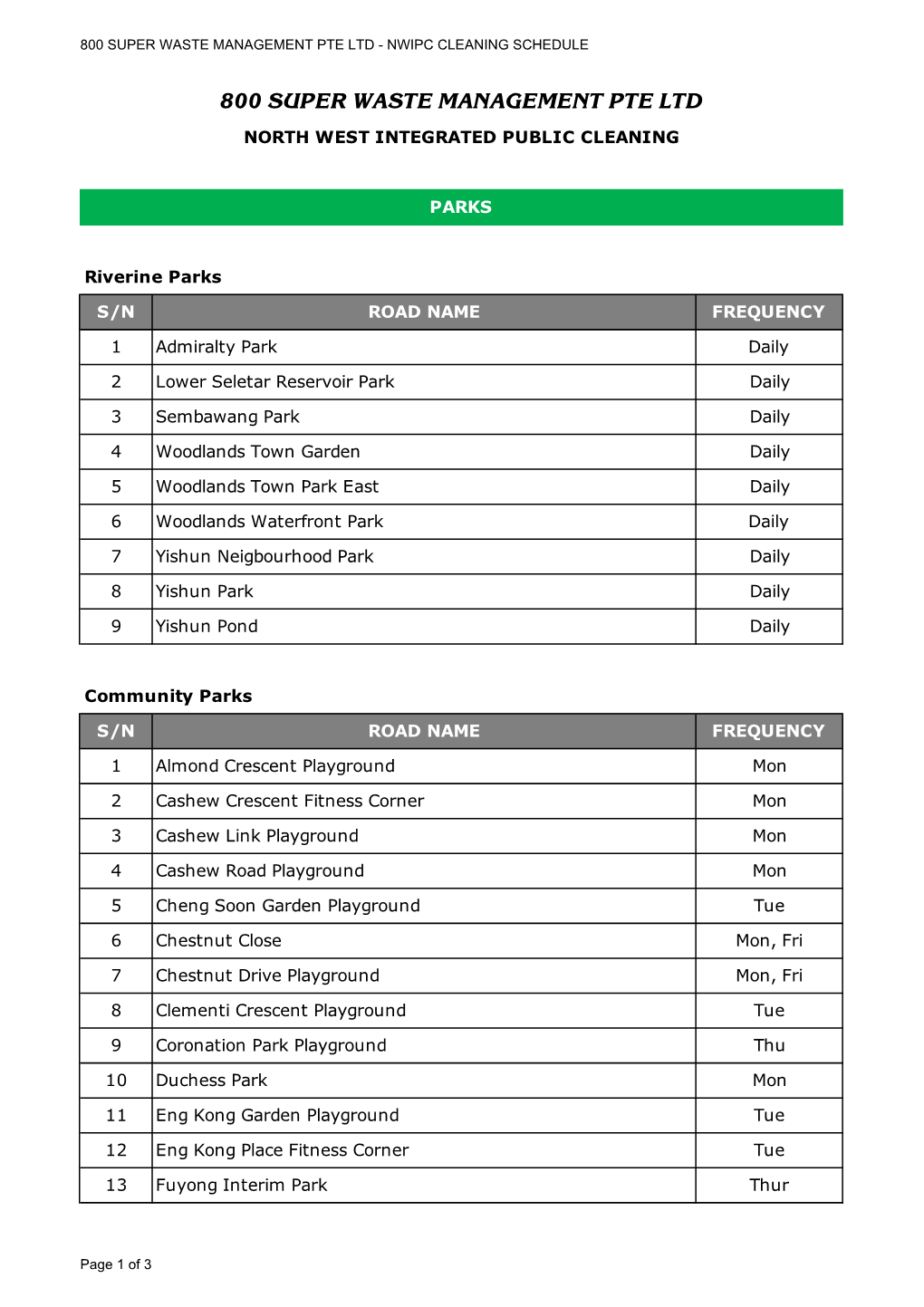 800 NWIPC Weblink Schedule