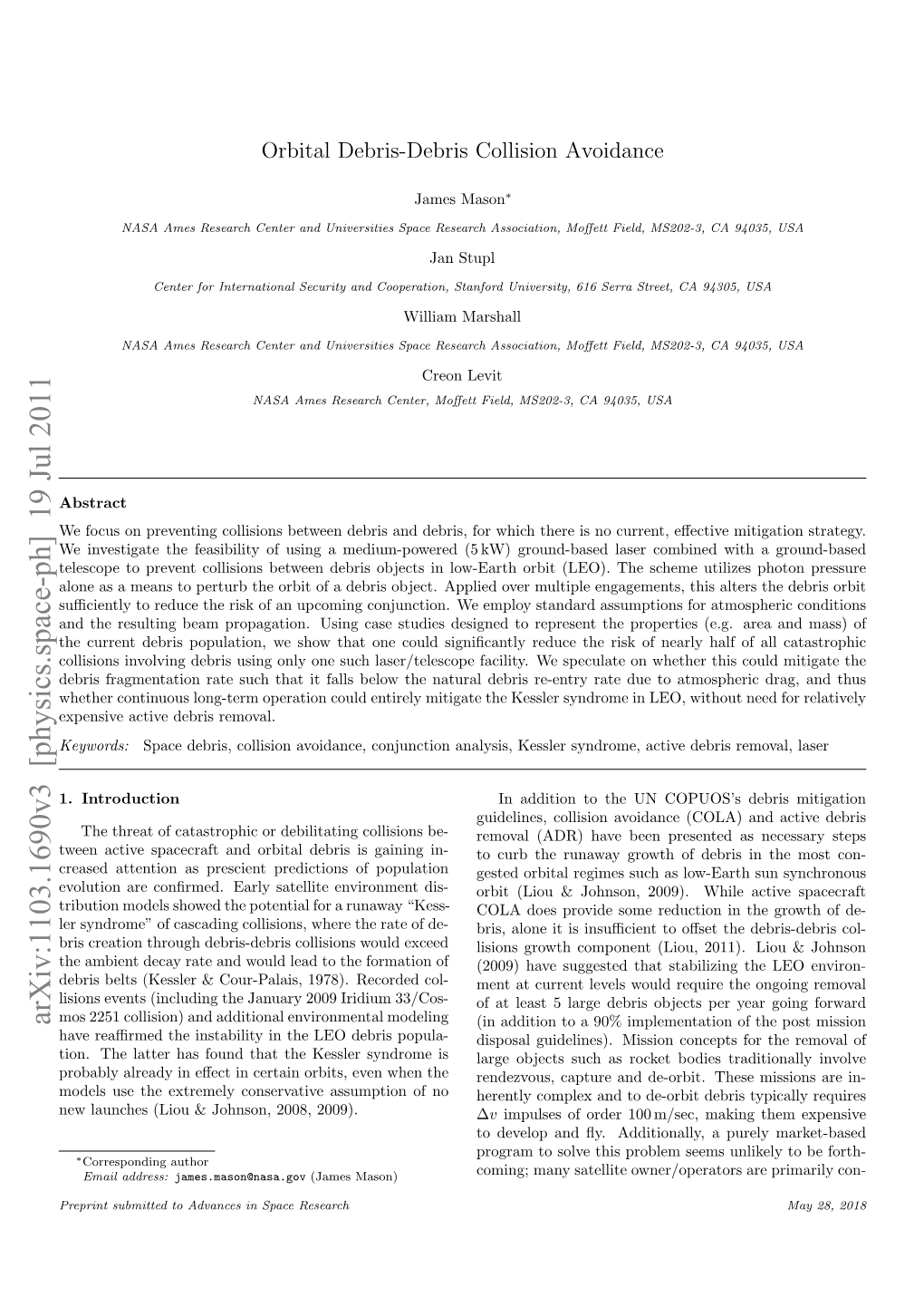 Arxiv:1103.1690V3 [Physics.Space-Ph] 19 Jul 2011