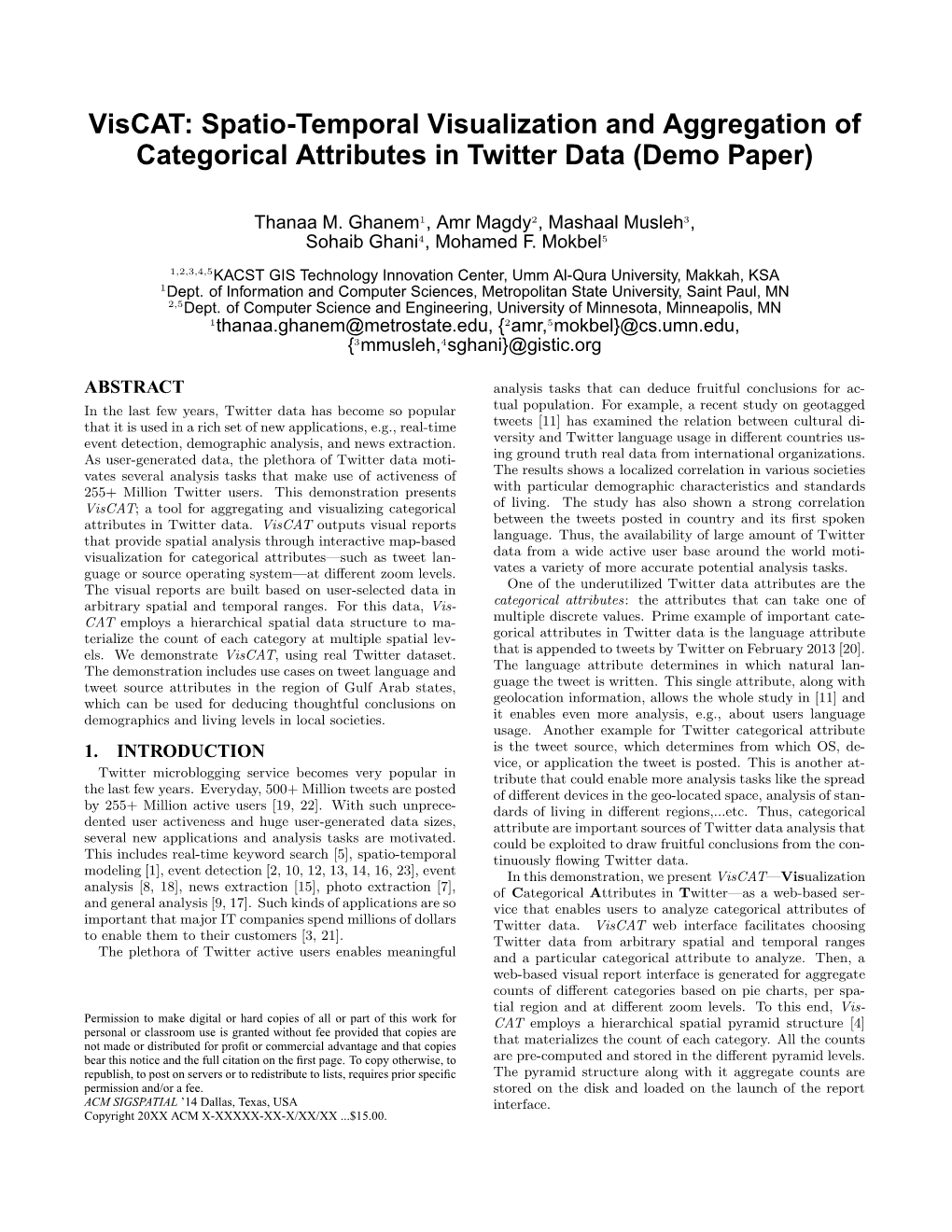 Viscat: Spatio-Temporal Visualization and Aggregation of Categorical Attributes in Twitter Data (Demo Paper)