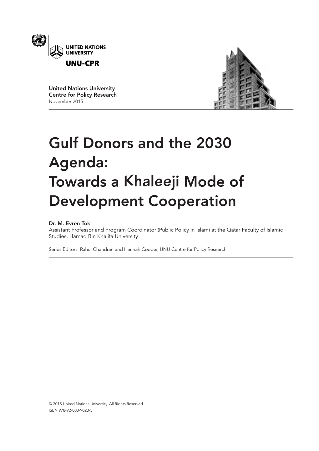 Gulf Donors and the 2030 Agenda: Towards a Khaleeji Mode of Development Cooperation