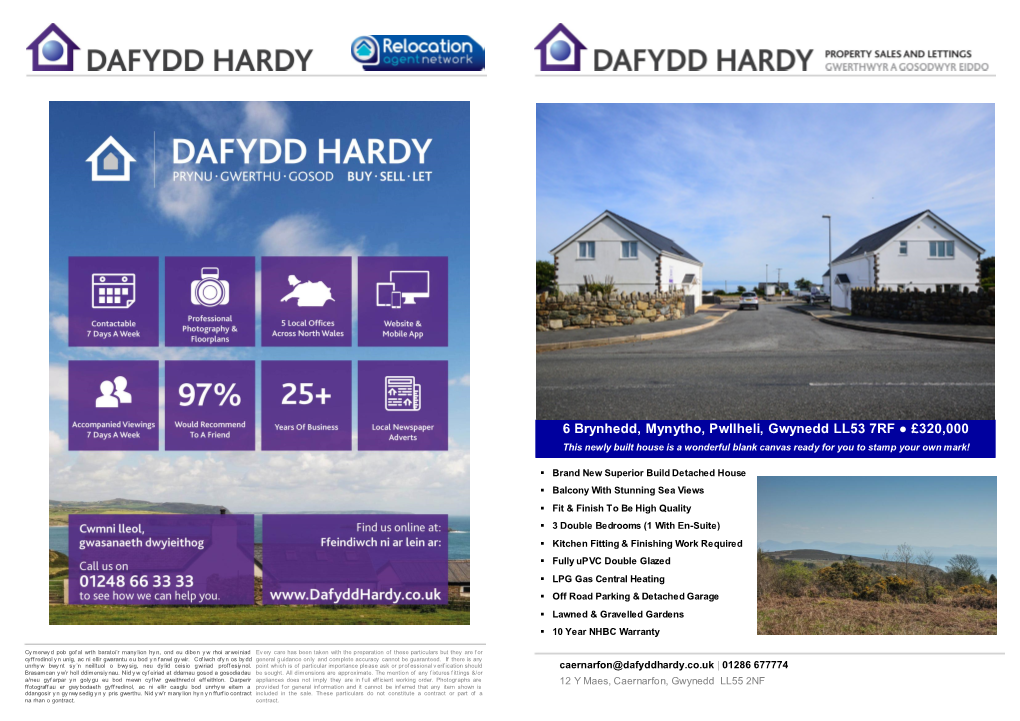 6 Brynhedd, Mynytho, Pwllheli, Gwynedd LL53 7RF £320,000