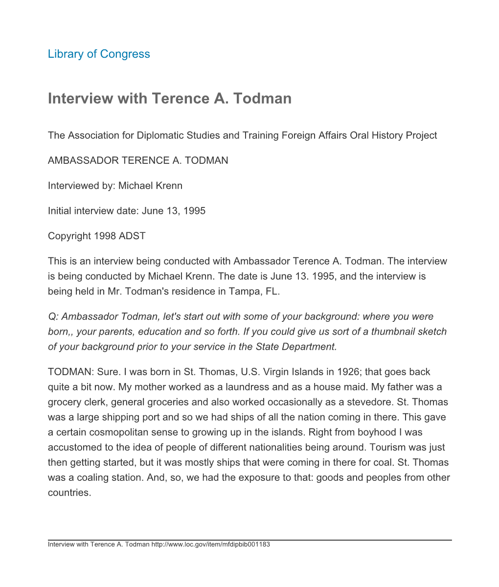 Interview with Terence A. Todman