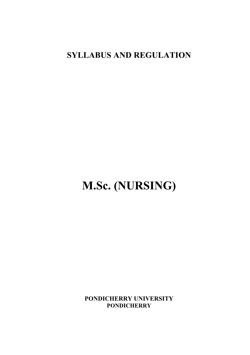 M.Sc. (NURSING)