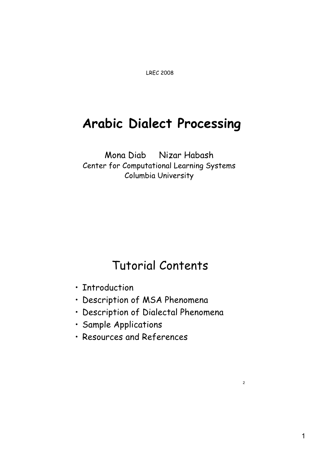 Arabic Dialect Processing