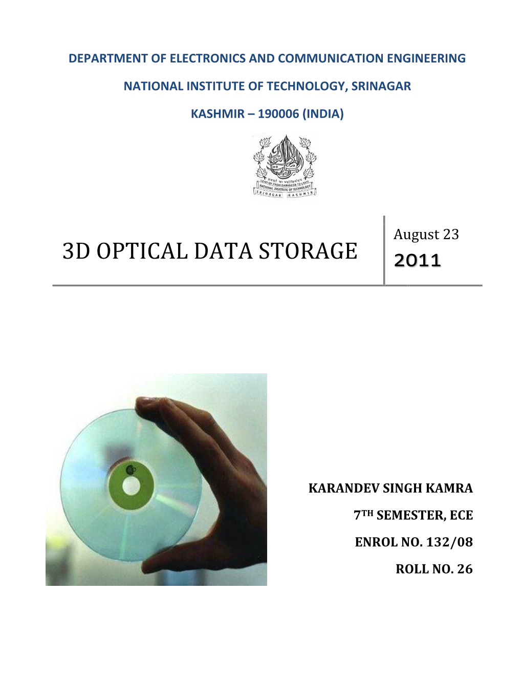 3D Optical Data Storage 2011