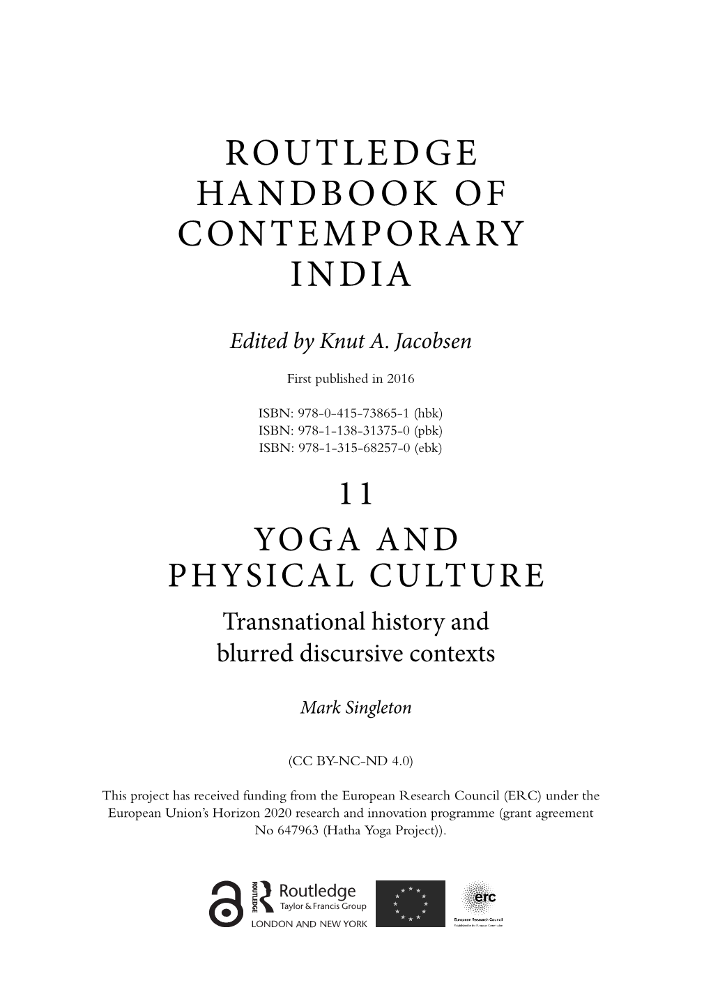 Routledge Handbook of Contemporary India