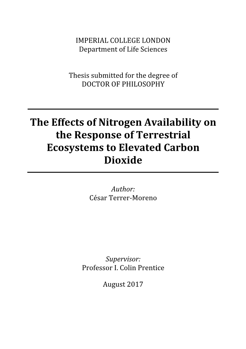 The Effects of Nitrogen Availability on the Response of Terrestrial Ecosystems to Elevated Carbon Dioxide