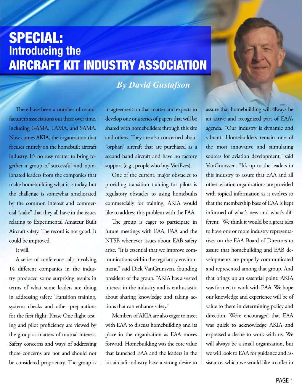 SPECIAL: Introducing the AIRCRAFT KIT INDUSTRY ASSOCIATION by David Gustafson