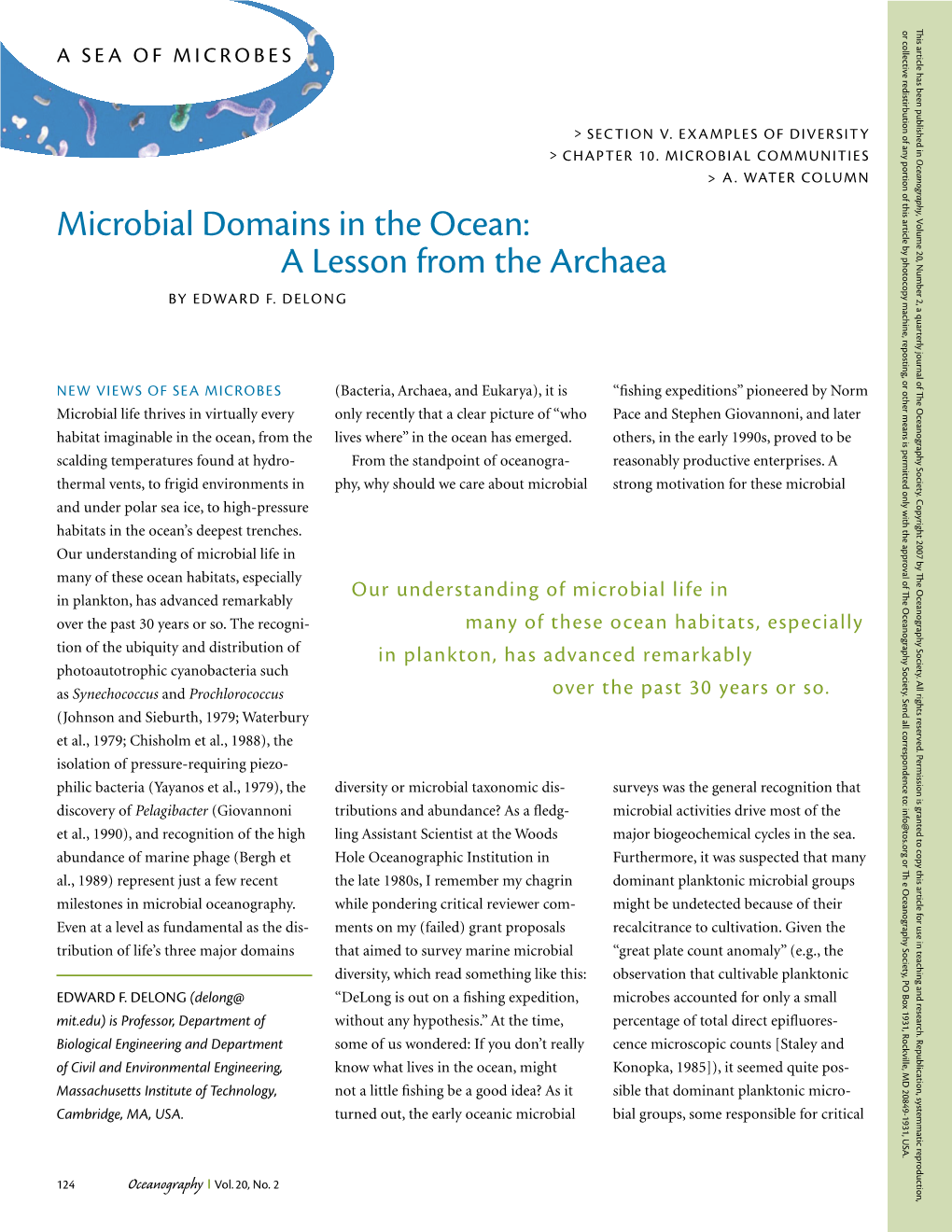 Microbial Domains in the Ocean: a Lesson from the Archaea