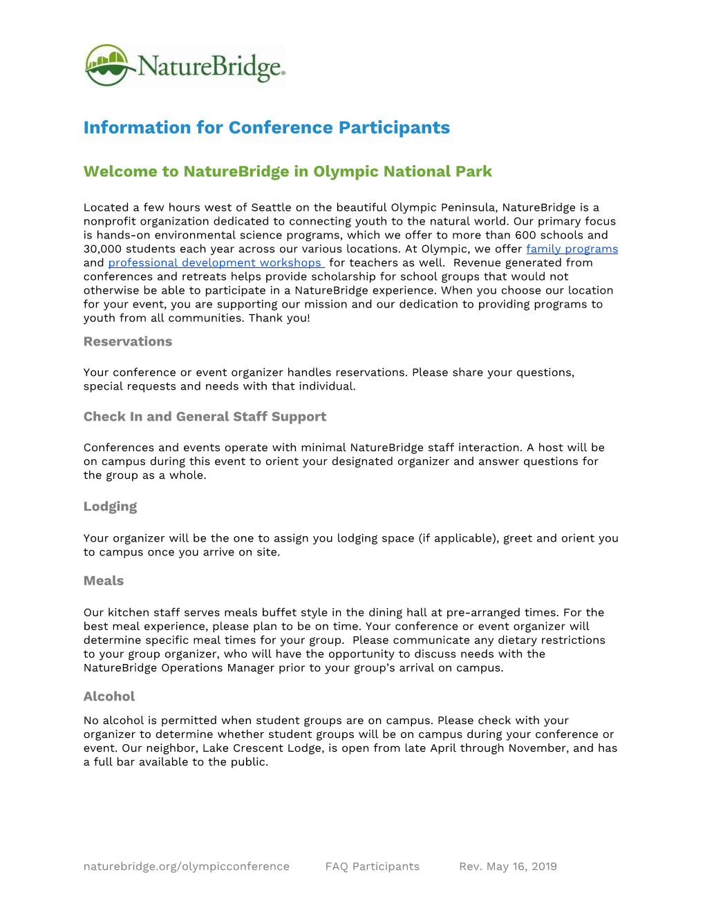 Key Information for Conference Participants