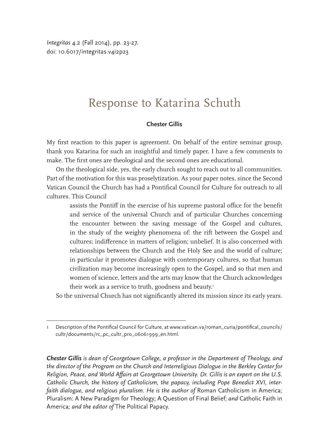 Response to Katarina Schuth