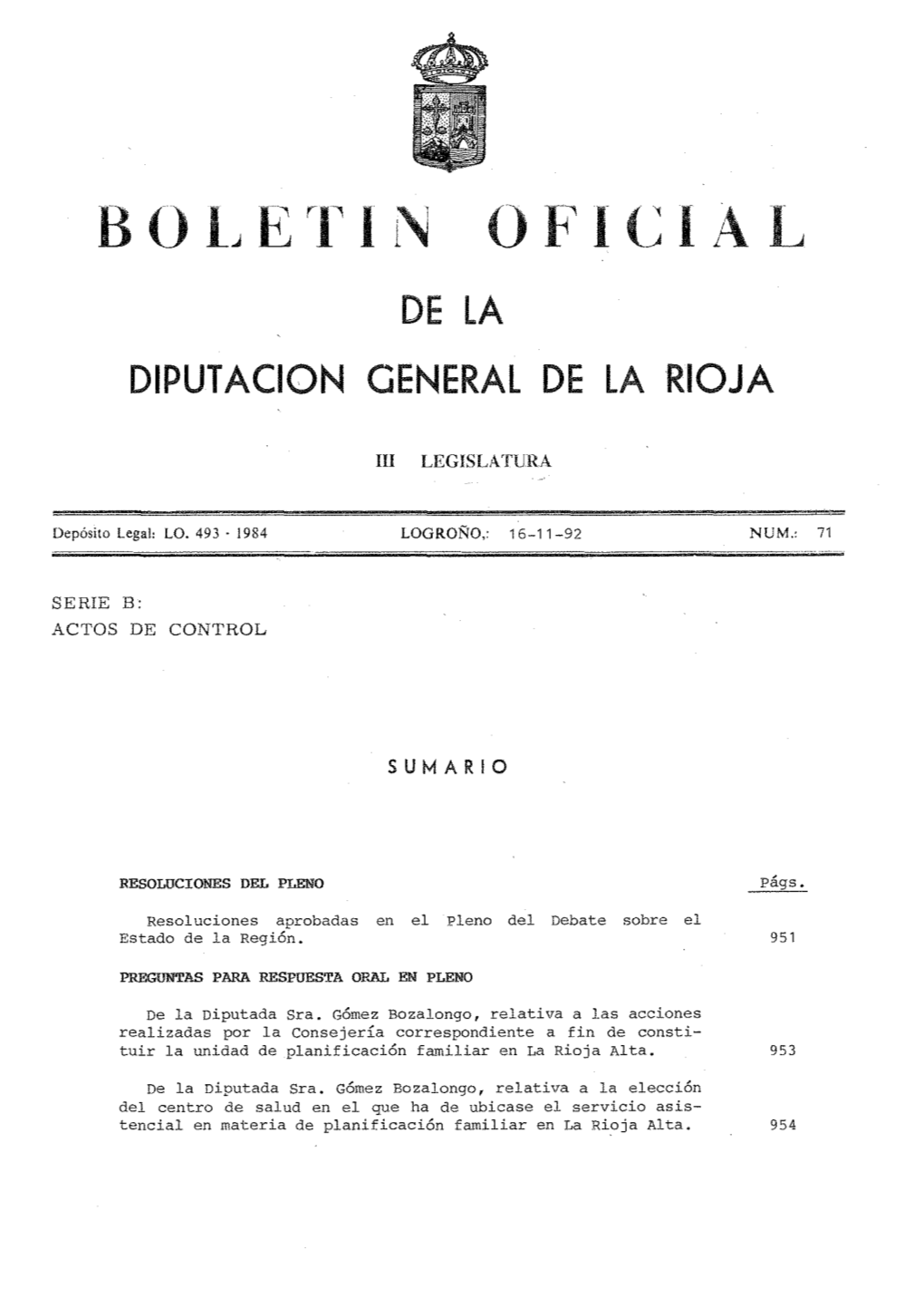 DE LA DIPUTACION General DE LA RIOJA