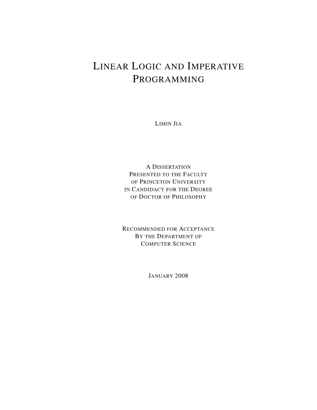 Linear Logic and Imperative Programming