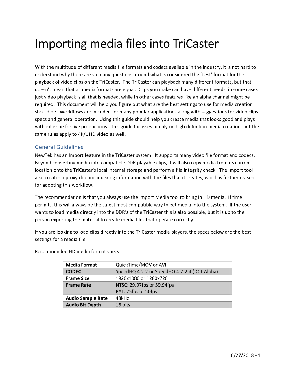 Importing Media Files Into Tricaster