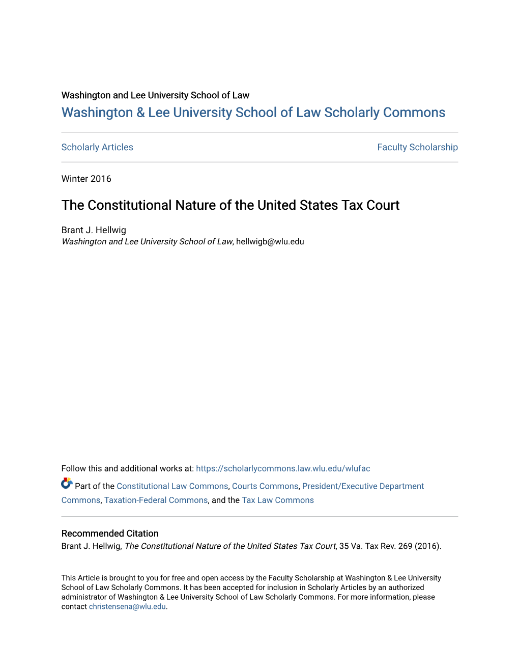 The Constitutional Nature of the United States Tax Court