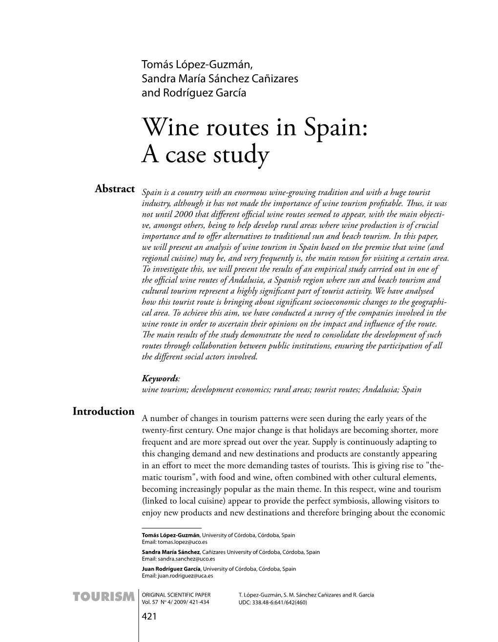Wine Routes in Spain: a Case Study